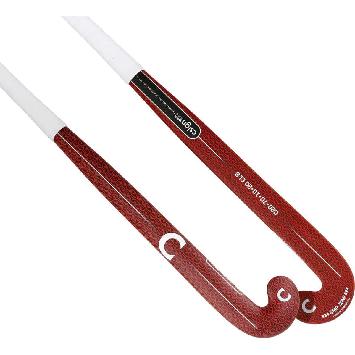 Csign Sports Hockeystick Senior - 70% Carbon / 10% Twaron / 20% Fiberglass - Low 24 mm - Rood, Wit