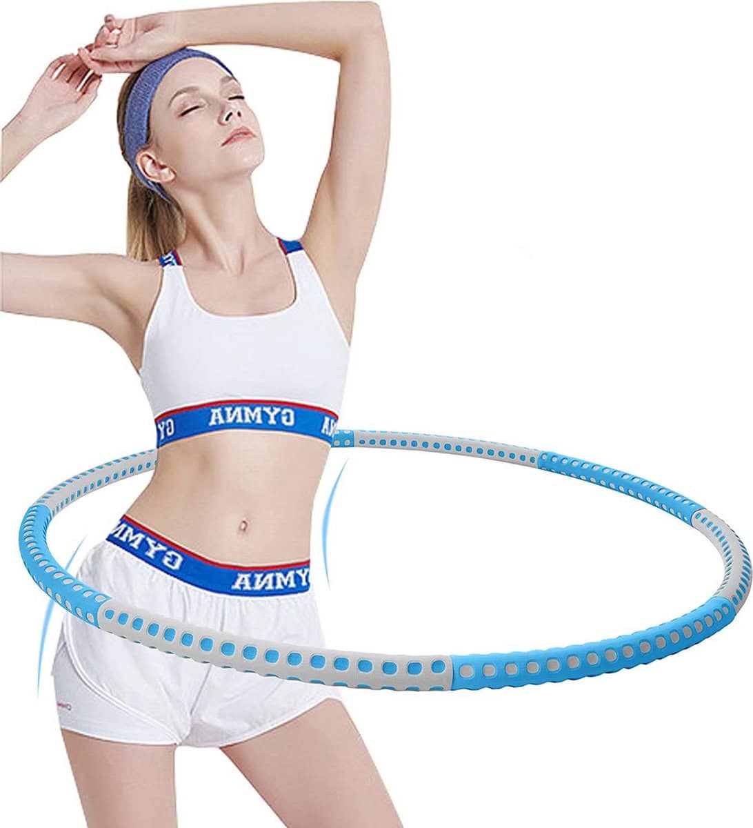 Hoelahoep - Fitness - hoelahoep met gewicht - verstelbaar 1.2kg tot 3.2kg - hula hoop fitness - aqua/grijs - Cadeau - Aqua | GrijsBlauw-Grijs