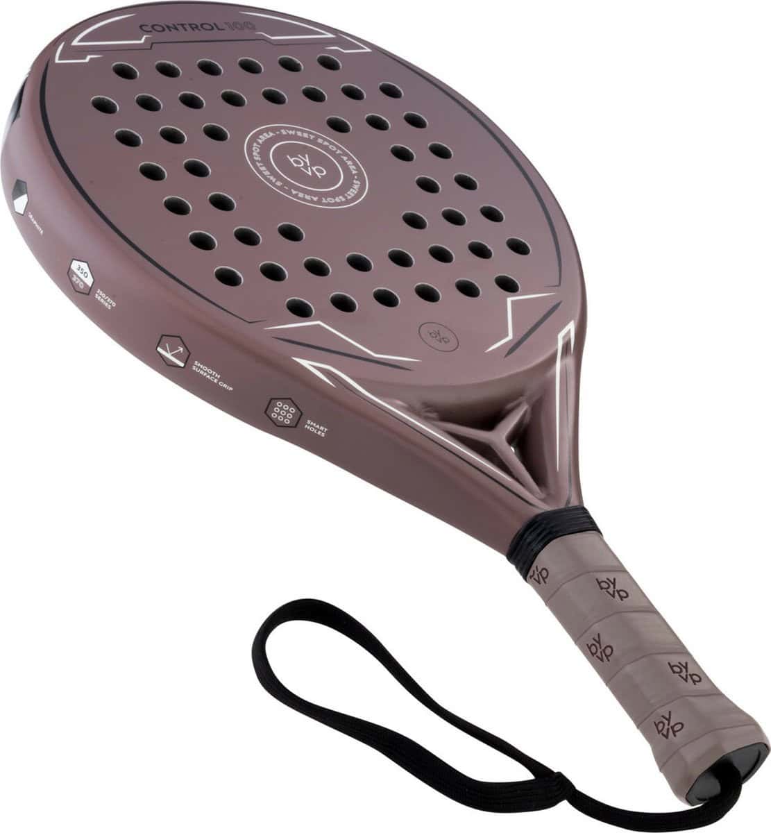 By-VP Padel Racket Control 100 - met Padel Tas en 3 Padel Ballen - Ronde vorm - Sweetspot - Geschikt voor Alle Niveaus - Roze