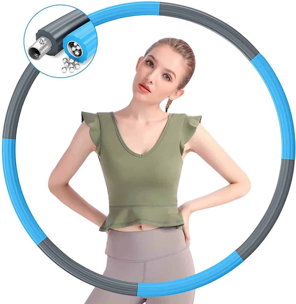 Hoelahoep - Fitness - hoelahoep met gewicht - verstelbaar 1.2kg tot 3.2kg - hula hoop fitness - grijs/blauw - Cadeau - Blauw-GrijsGrijs | Blauw