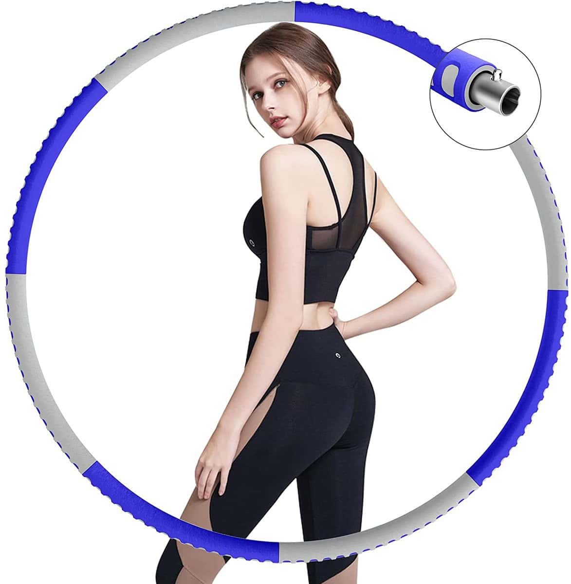 Hoelahoep - Fitness - hoelahoep met gewicht - verstelbaar 1.2kg tot 1.5kg - hula hoop fitness – grijs/paars - Cadeau - Grijs | Paars | Zwart