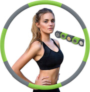 Hoelahoep - Fitness - hoelahoep met gewicht - verstelbaar 1.2kg tot 2kg - hula hoop fitness - groen/grijs - cadeau - Grijs, GroenGroen | Grijs