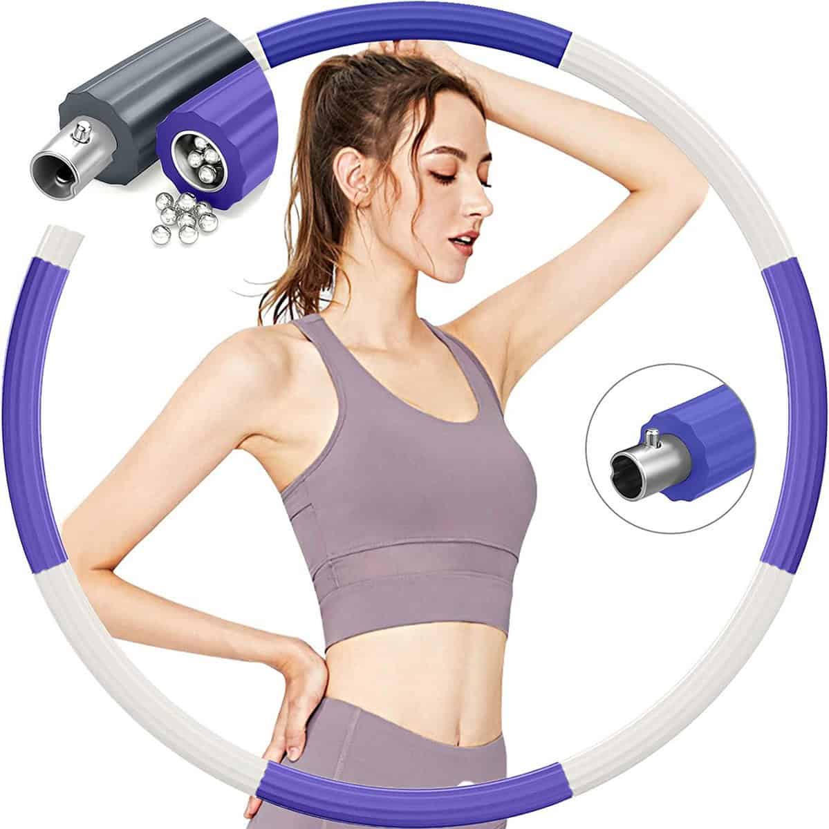 Hoelahoep - Fitness - hoelahoep met gewicht - verstelbaar 1.2kg tot 3.2kg - hula hoop fitness - blauw paars/grijs - Cadeau - Grijs,