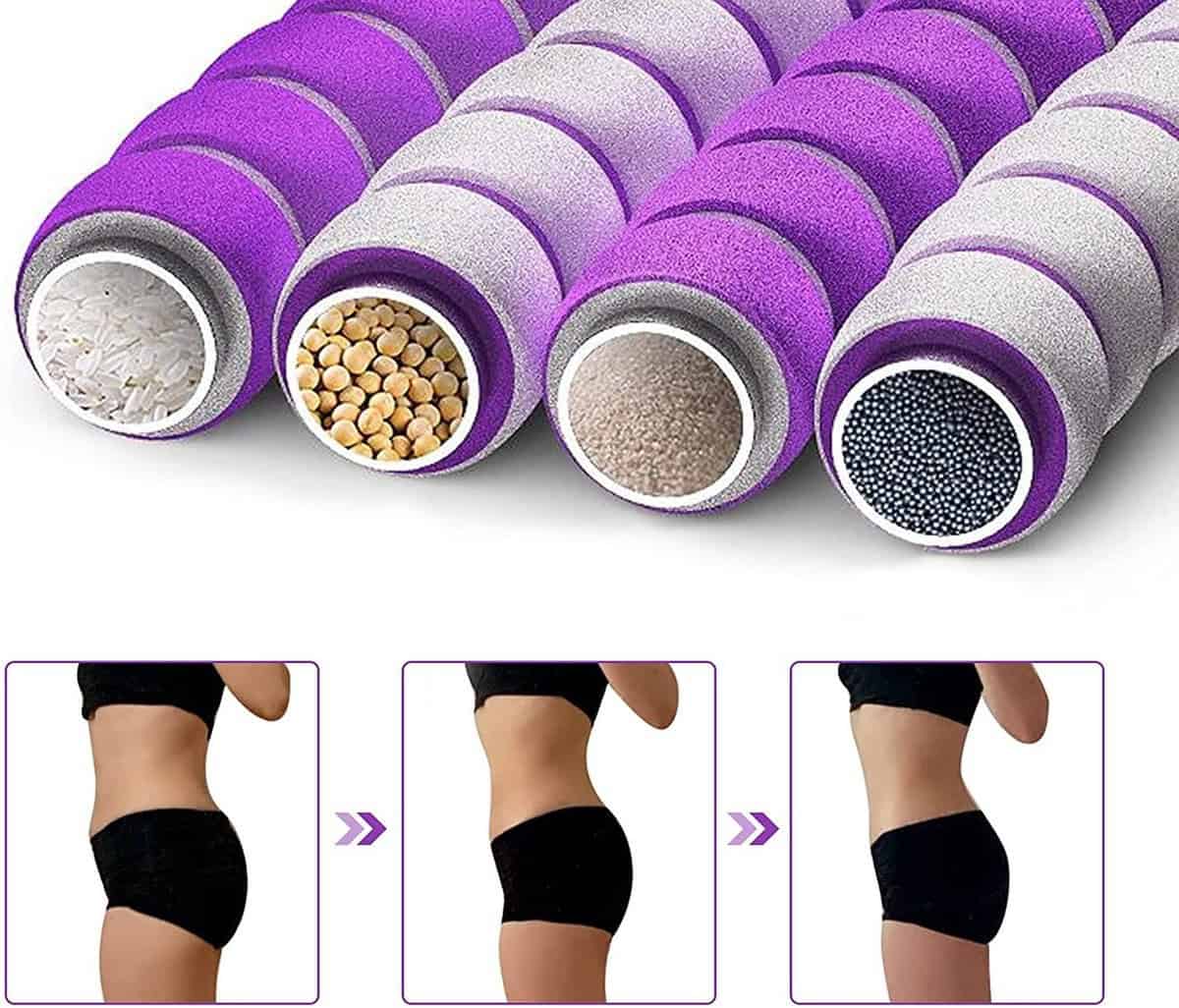 Hoelahoep - Fitness - hoelahoep met gewicht - verstelbaar 1.2kg tot 3.2kg - hula hoop fitness - paars/grijs - Cadeau - Grijs, PaarsPaars-Grijs