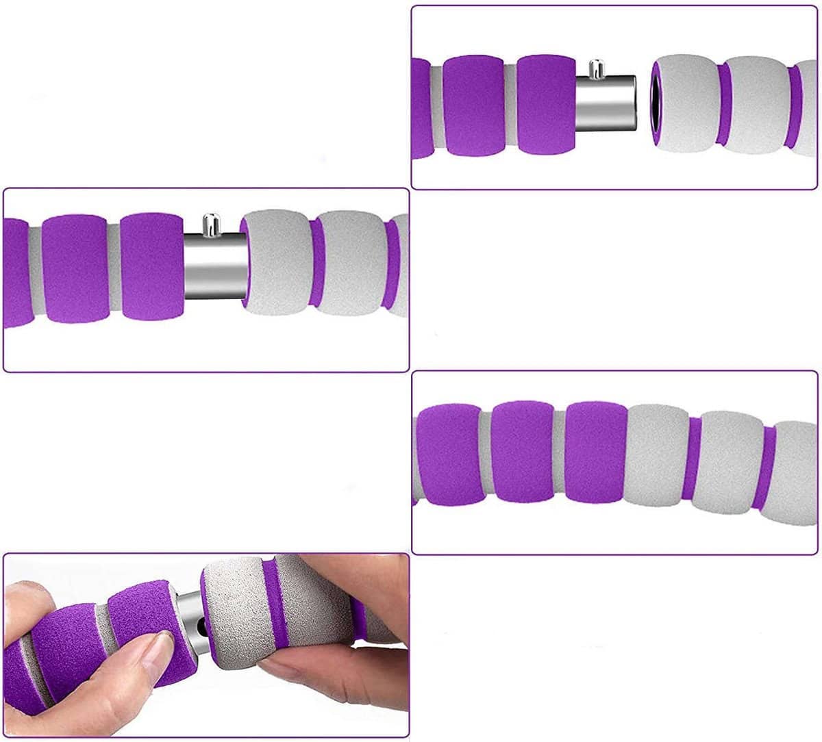 Hoelahoep - Fitness - hoelahoep met gewicht - verstelbaar 1.2kg tot 3.2kg - hula hoop fitness - paars/grijs - Cadeau - Grijs, PaarsPaars-Grijs