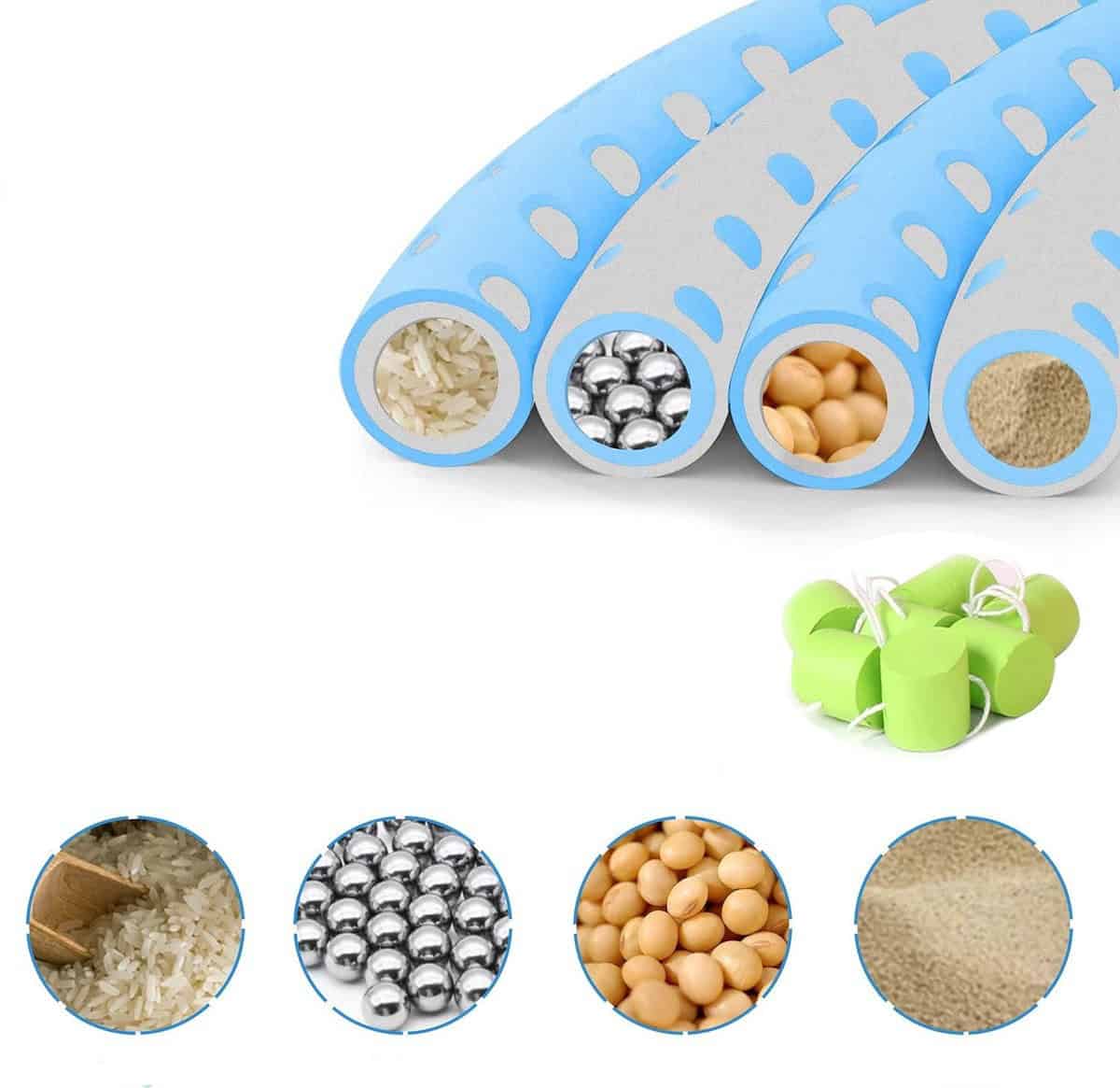 Hoelahoep - Fitness - hoelahoep met gewicht - verstelbaar 1.2kg tot 3.2kg - hula hoop fitness - aqua/grijs - Cadeau - Aqua | GrijsBlauw-Grijs