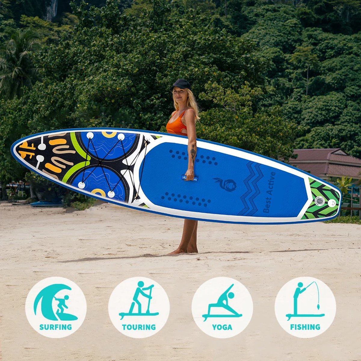 Best Active SUP Board - Opblaasbaar Paddle Board - 335x84x15 cm - Donkerblauw - SUP Boards