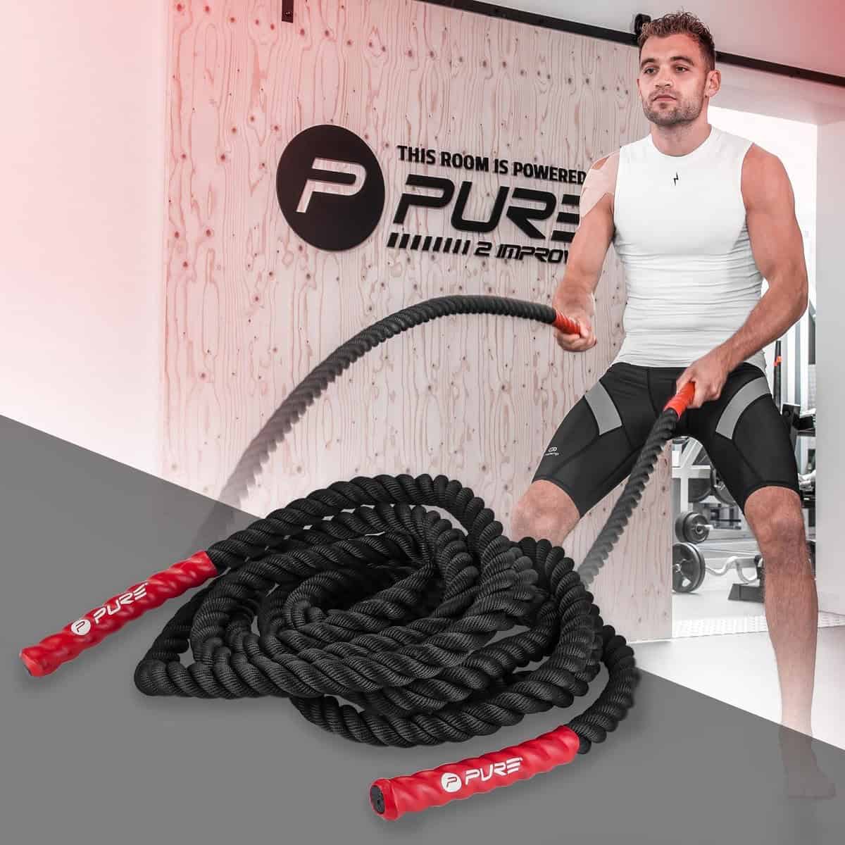 Pure2Improve Battle Rope - Suspension trainer - Zwart