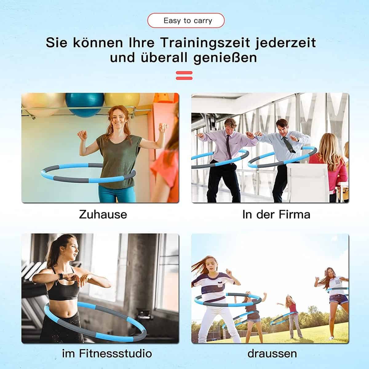 Hoelahoep - Fitness - hoelahoep met gewicht - verstelbaar 1.2kg tot 3.2kg - hula hoop fitness - grijs/blauw - Cadeau - Blauw-GrijsGrijs | Blauw