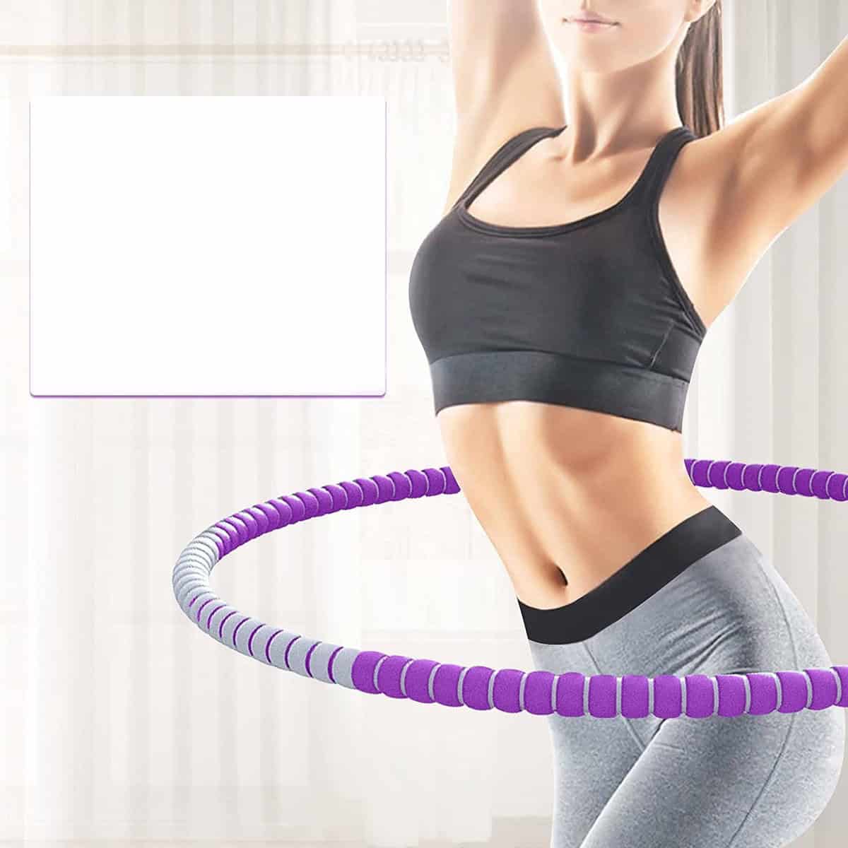 Hoelahoep - Fitness - hoelahoep met gewicht - verstelbaar 1.2kg tot 3.2kg - hula hoop fitness - paars/grijs - Cadeau - Grijs, PaarsPaars-Grijs