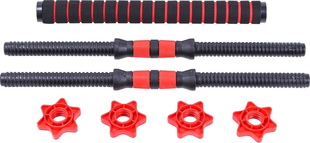 Halterset &amp;amp Dumbbell Set 2 in 1 - Verstelbare Halterset - 20 kg - Zwart, Rood