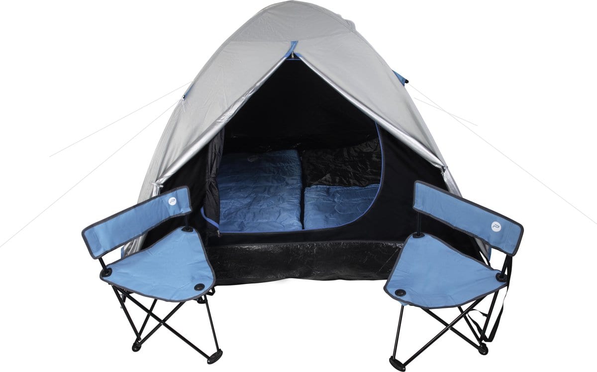 XQ Max Campingtent - Inclusief 2 stoelen & 2 slaapzakken - Festivaltent - Grijs