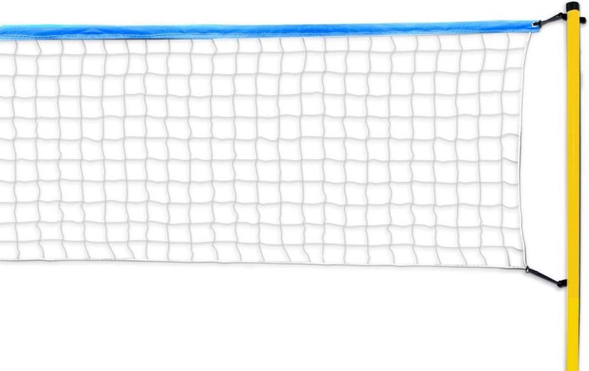XQMax Volleybal- en Badmintonset - met Verstelbaar Net, 4 Rackets, 2 Shuttles, Bal en Ballenpomp - Draagtas - 600 x 168 cm - wit - zwart - blauw