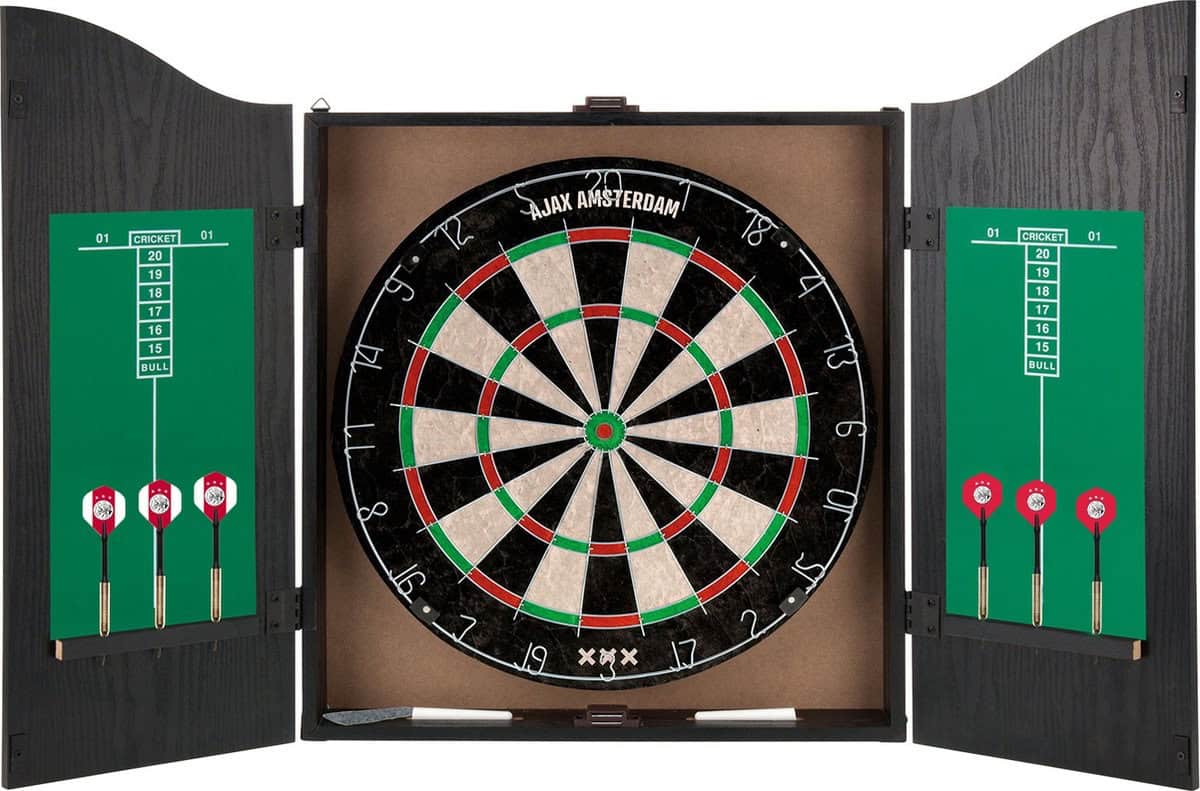 Ajax Dartkabinet - Home Darts Centre - Dartbord met 6 dartpijlen - Dart Flights - Dart Shafts - Darts - Ajax
