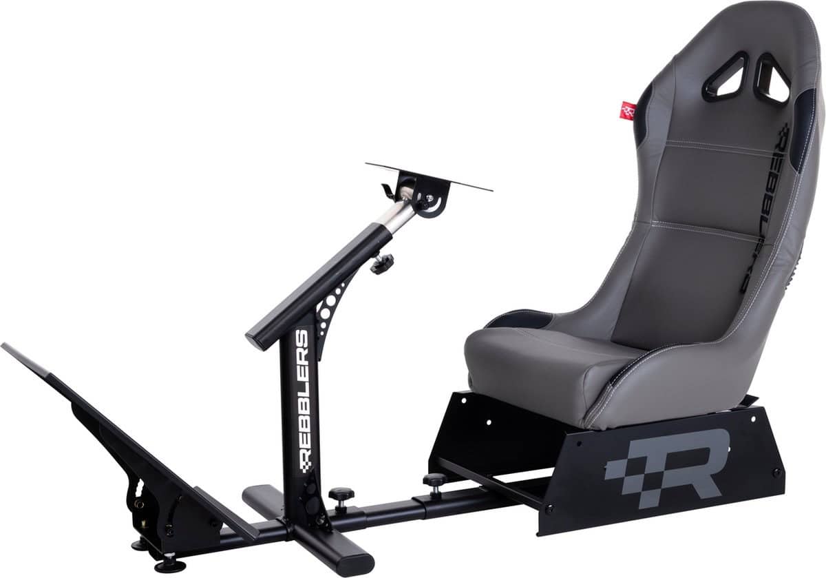 Rebblers GT Premium - F1/Rally/Racestoel - Leger Grijs - Universele Race Simulator - Geschikt voor racestuur - Gaming stoel -