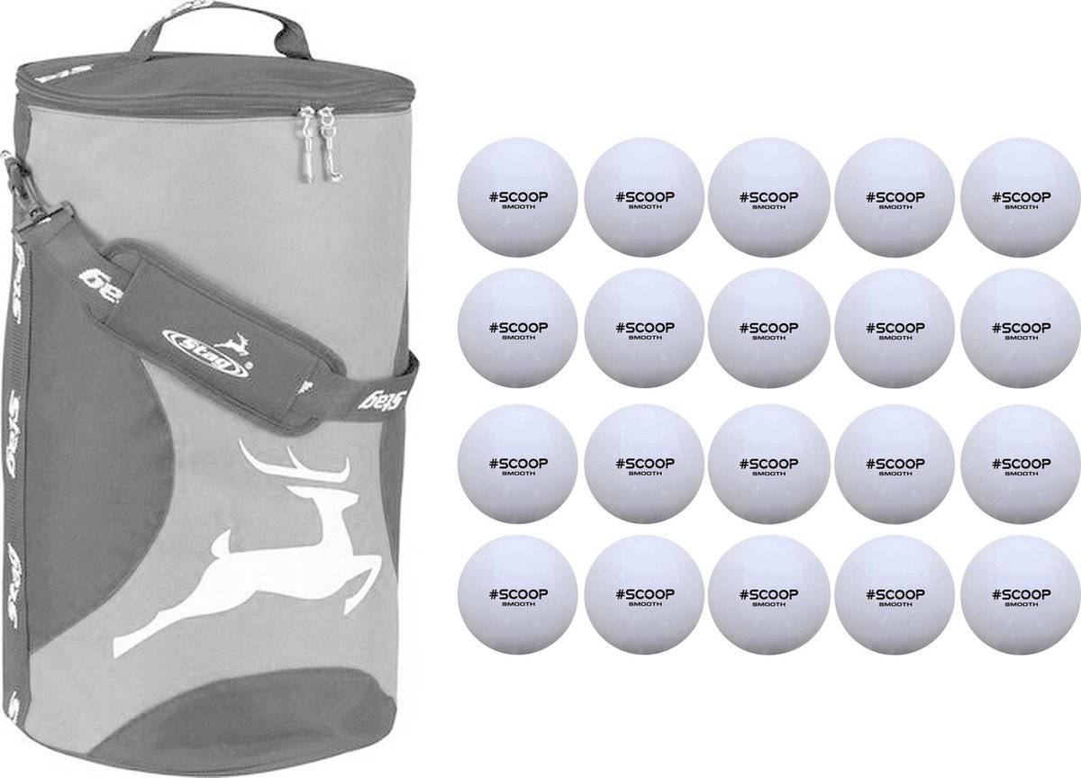 Stag Hockey Ballentas voor 36 ballen - Zwart/Grijs - Inclusief Scoop 20 Hockeyballen - Hockeybal - Wit - One size
