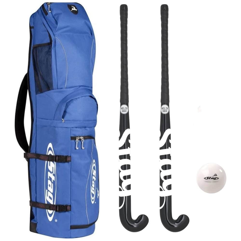 Stag Hockey set - Helix 3000 Hockeystick - Hockeytas - Training Hockeybal - Blauw 36.5 Inch
