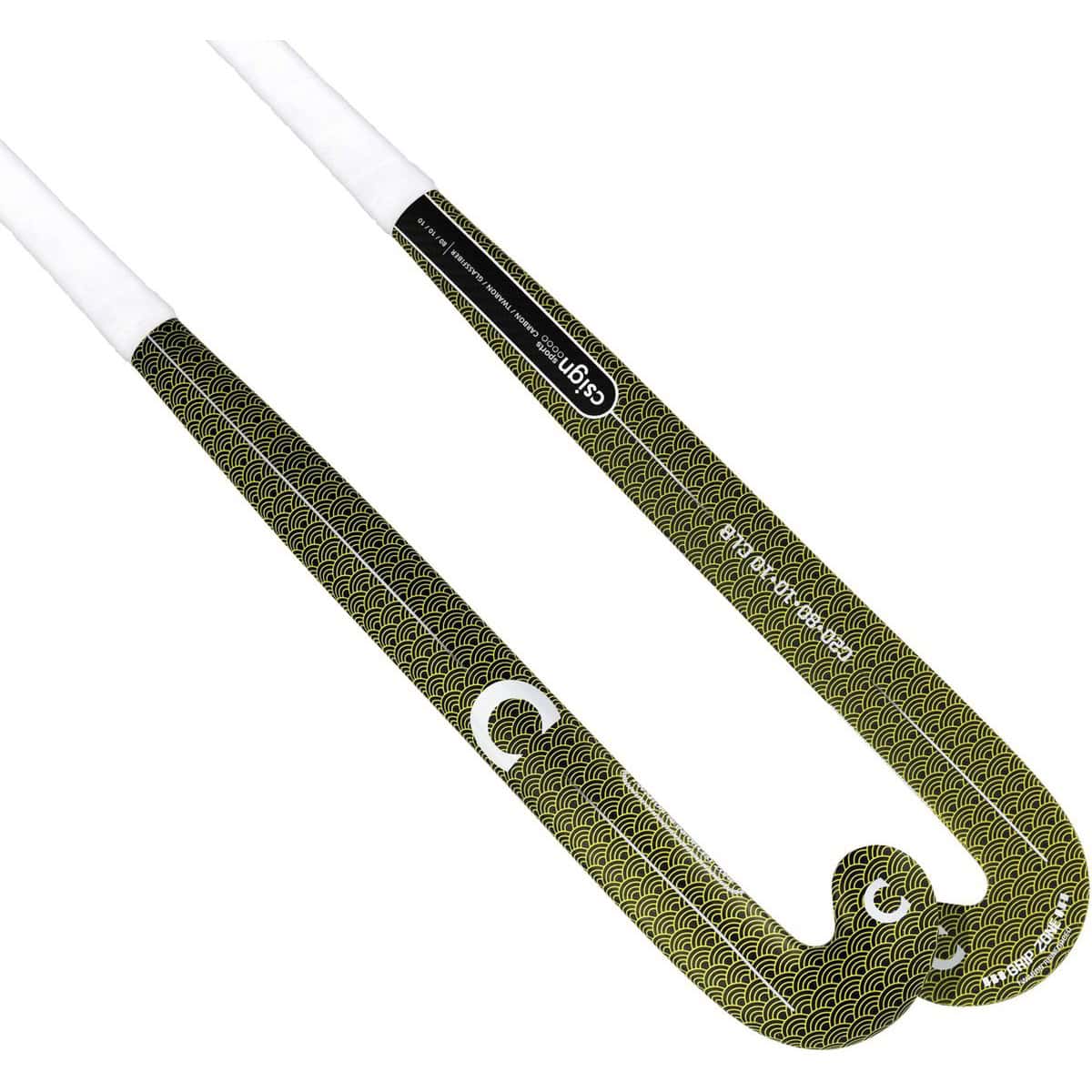 Csign Sports Hockeystick Senior - 80% Carbon / 10% Twaron / 10% Fiberglass - Low Bow 24 mm - Geel | Wit 37.5 Inch
