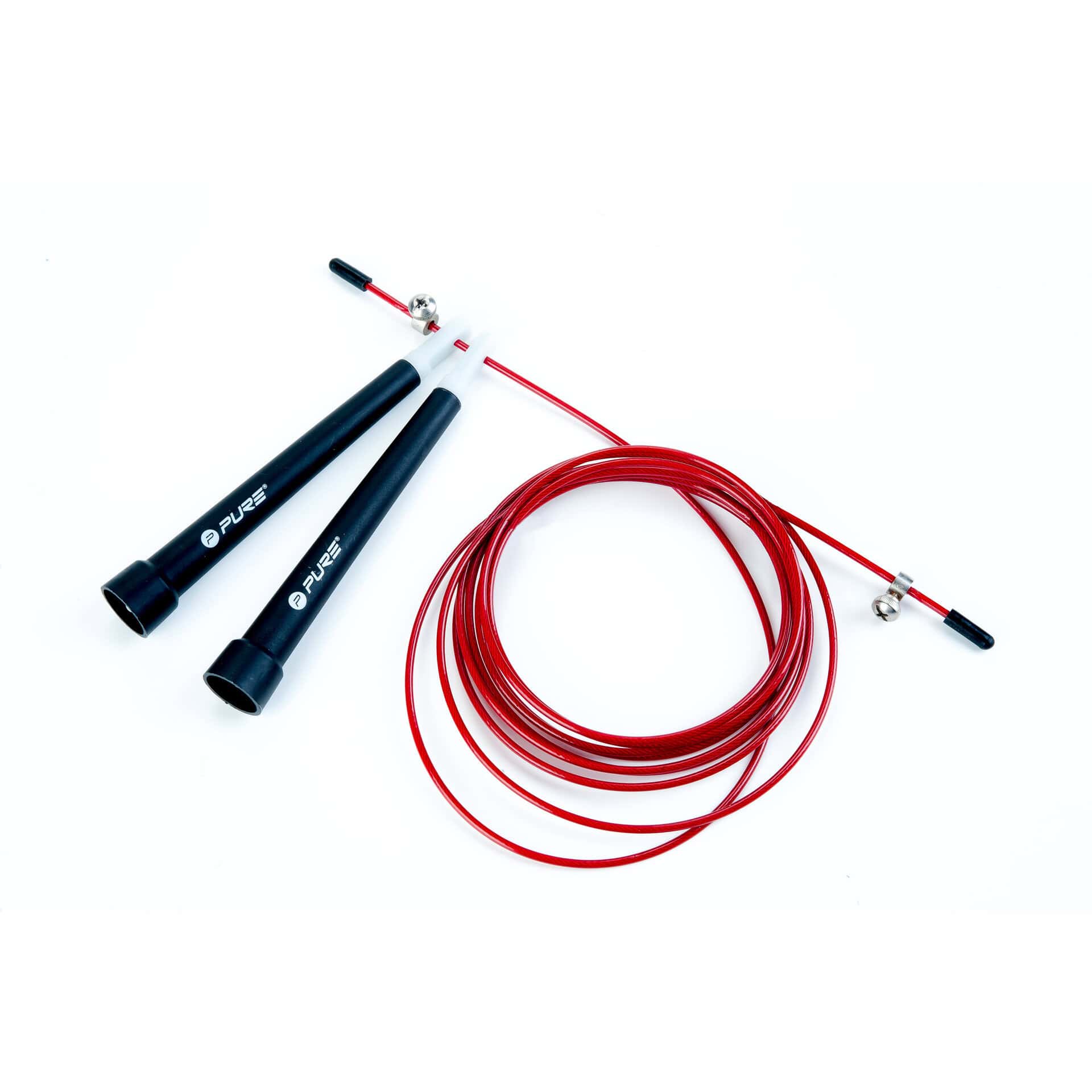 Pure2Improve Speed Rope - Verstelbaar Springtouw Incl. Opbergtasje - ZwartRood - 2,85 m