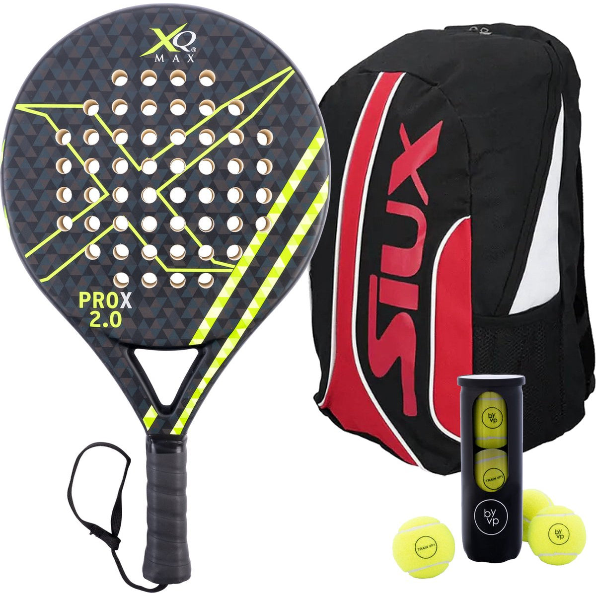 XQMax Padel Racket ProX 2.0 - met Padel Tas en 3 Padel Ballen