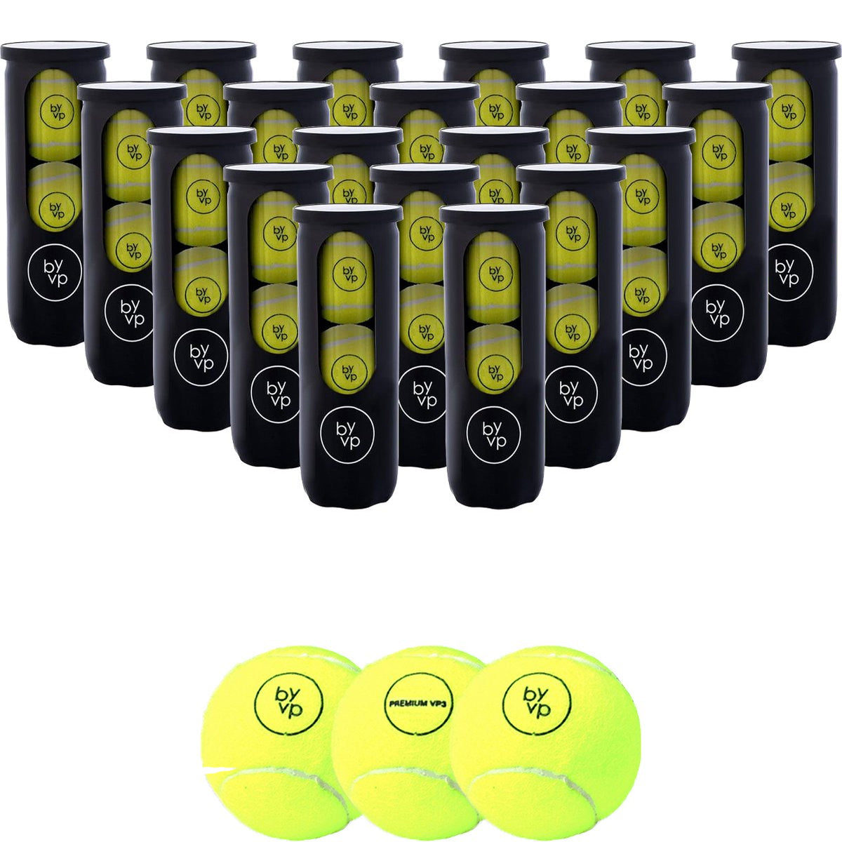 By-VP Padel Ballen - VP3 Premium - 60 Stuks - 20 Blikken - Padelballen
