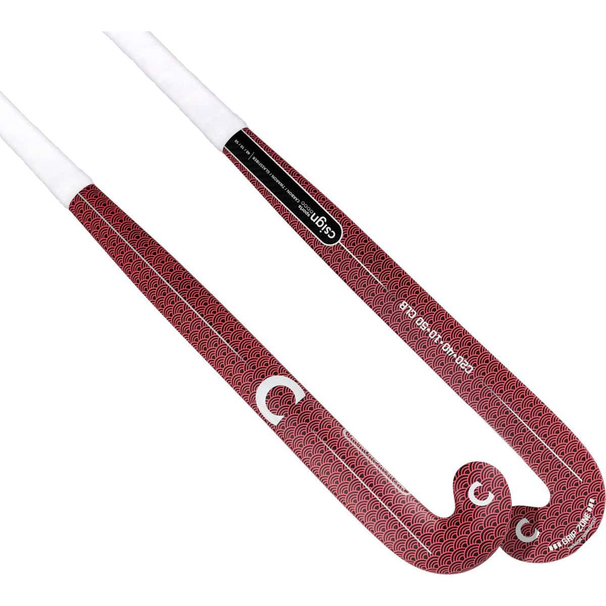 Csign Sports Hockeystick Senior - 40% Carbon / 10% Twaron / 50% Fiberglass - Low Bow 24 mm - Rood, Wit 37.5 Inch