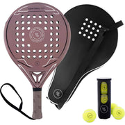 By-VP Padel Racket Control 100 - met Padel Tas en 3 Padel Ballen - Ronde vorm - Sweetspot - Geschikt voor Alle Niveaus - Roze