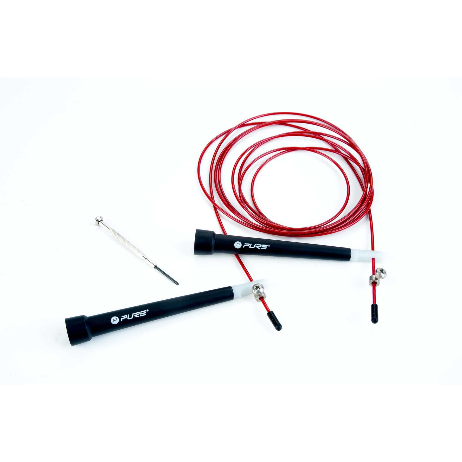 Pure2Improve Speed Rope - Verstelbaar Springtouw Incl. Opbergtasje - ZwartRood - 2,85 m
