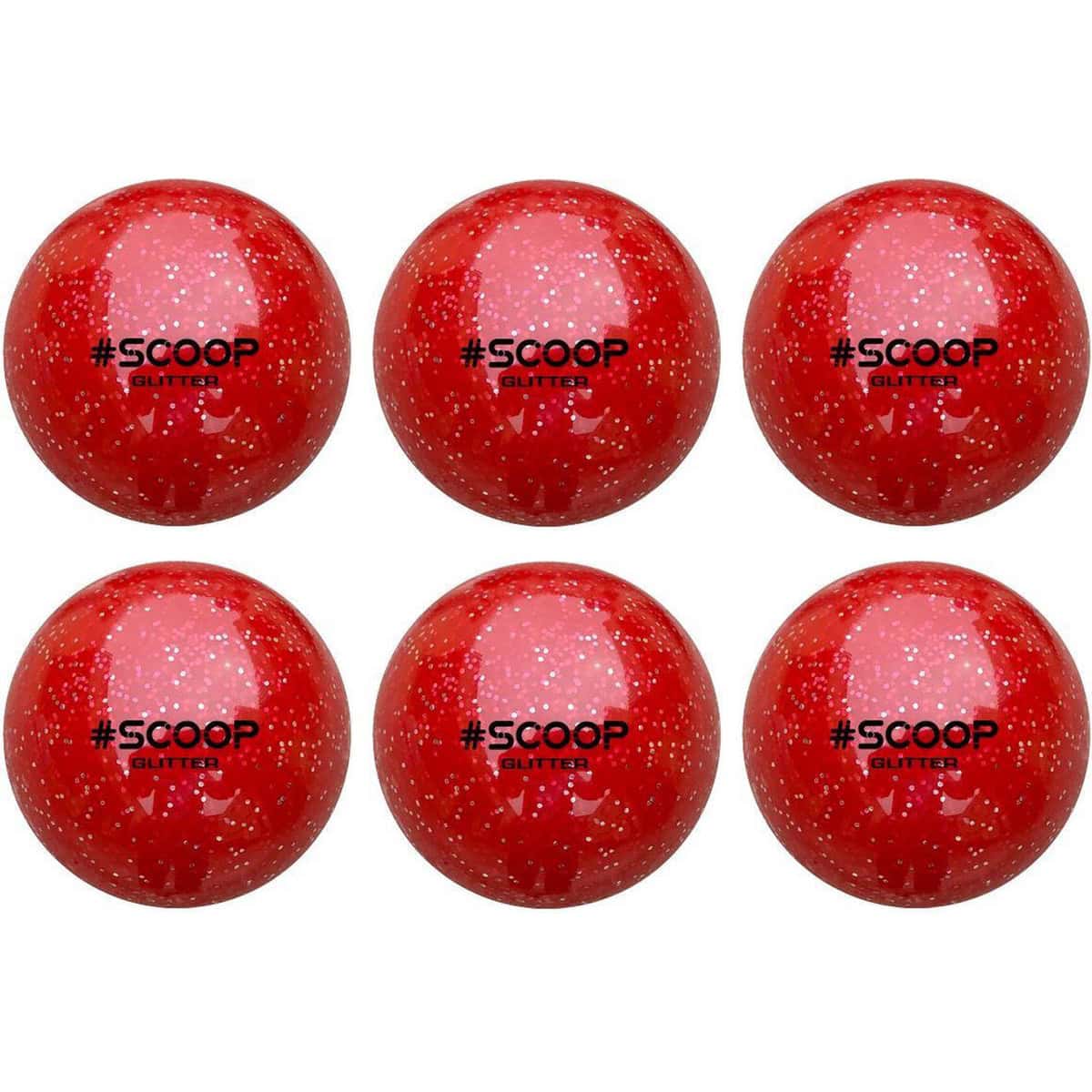 Scoop Astro Hockeybal - Standard - Red Glitter - Set van 6 - Rood - Hockeyballen