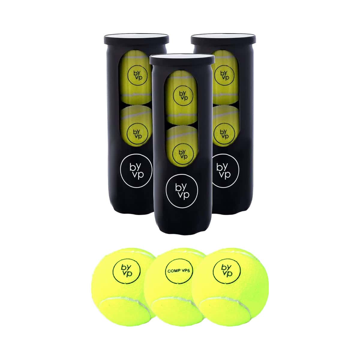 By-VP Padel Ballen - VP5 Competition - 9 Stuks - 3 Blikken - Padelballen - VP5 - 9 Stuks