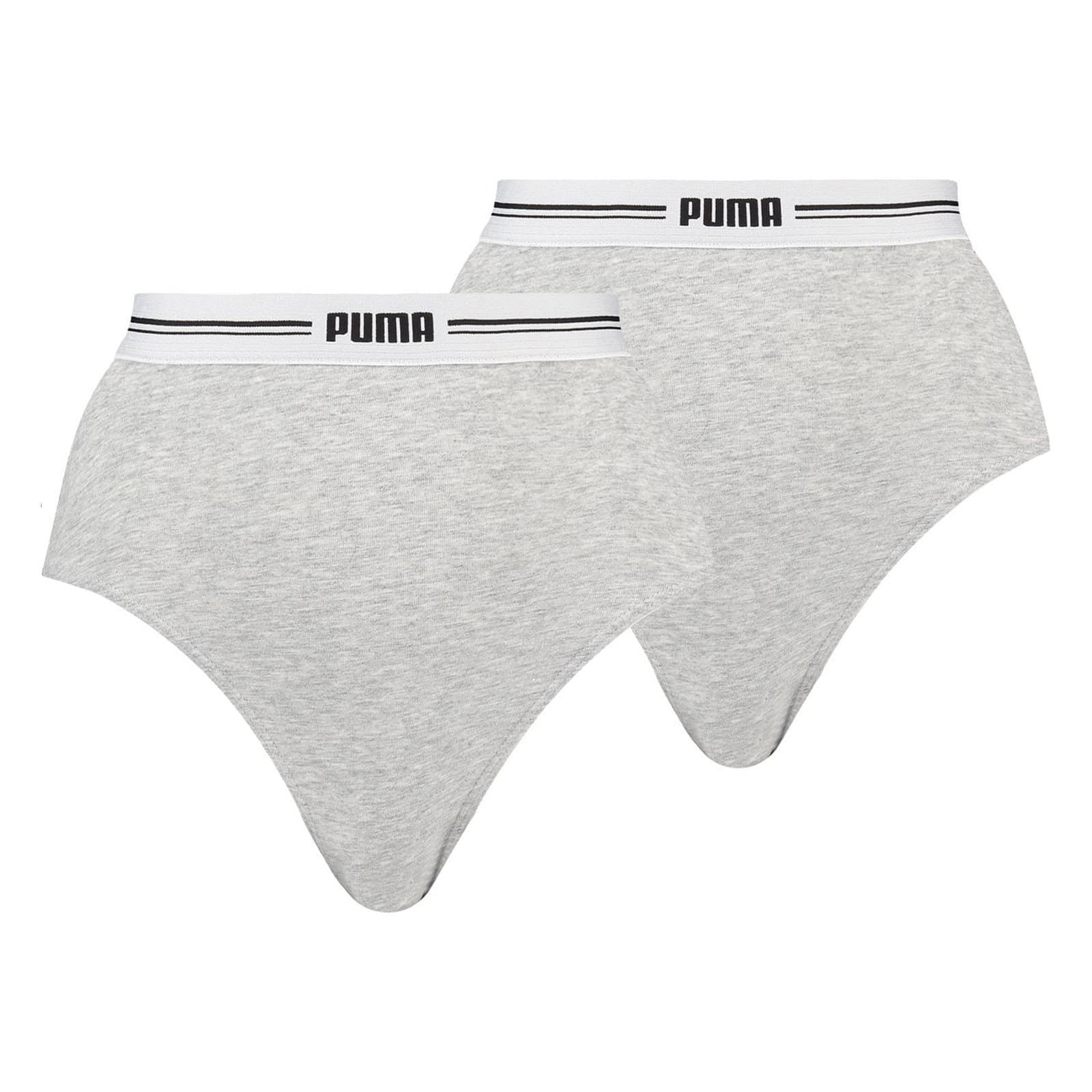 PUMA High Waist Brief Dames Onderbroek - 2-pack - Grijs - Grijs Mélange - L