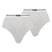 PUMA High Waist Brief Dames Onderbroek - 2-pack - Grijs - Grijs Mélange - L