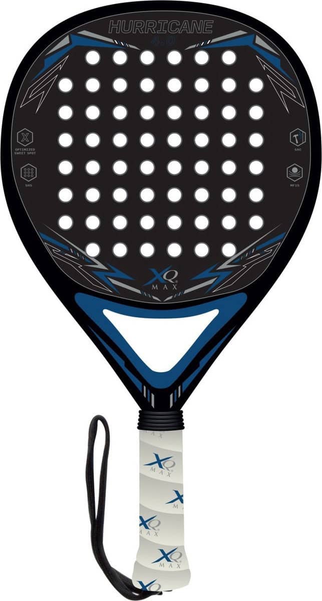 XQMax Padel Racket Carbon Zwart - met Padel Tas en 3 Padel Ballen - Lichtgewicht Padelracket - Diamant vorm - Sweetspot