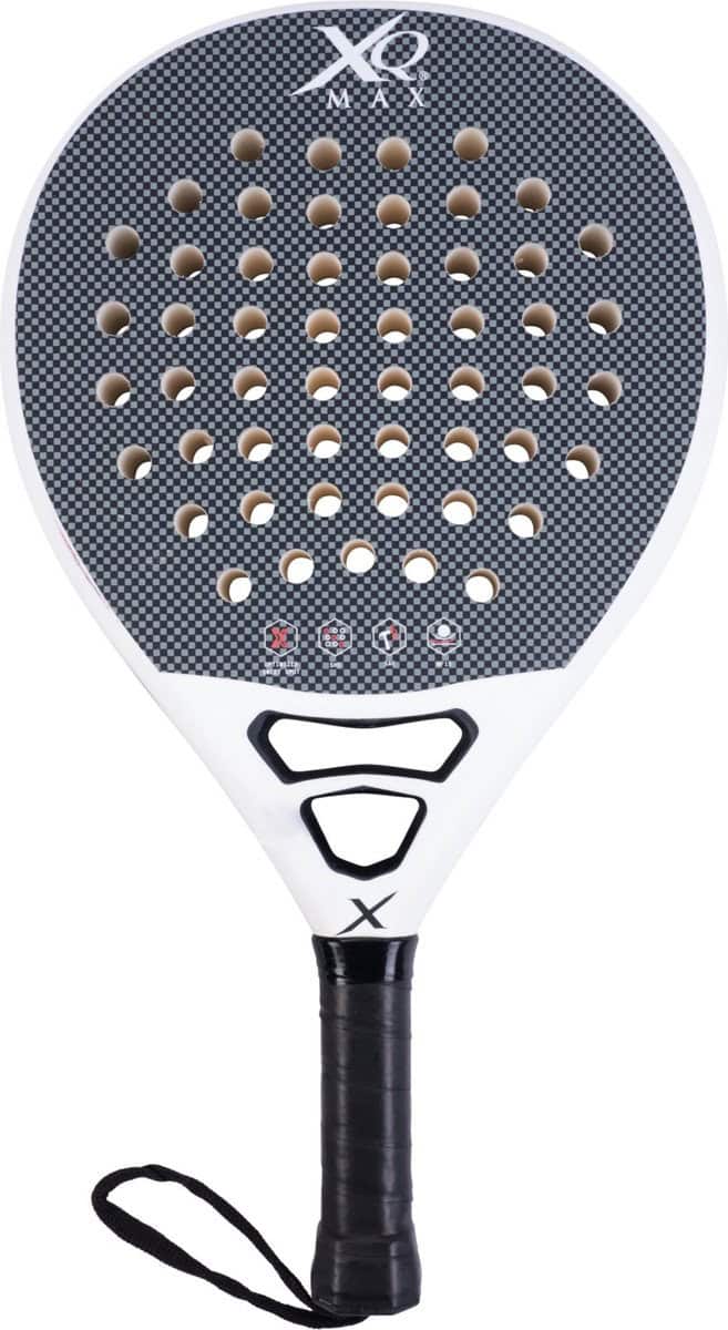 XQMax Padel Racket Carbon Wit (B-Keuze) - met 3 Padel Ballen - Lichtgewicht Padelracket - Ronde vorm - Sweetspot - Wit | B-Keuze