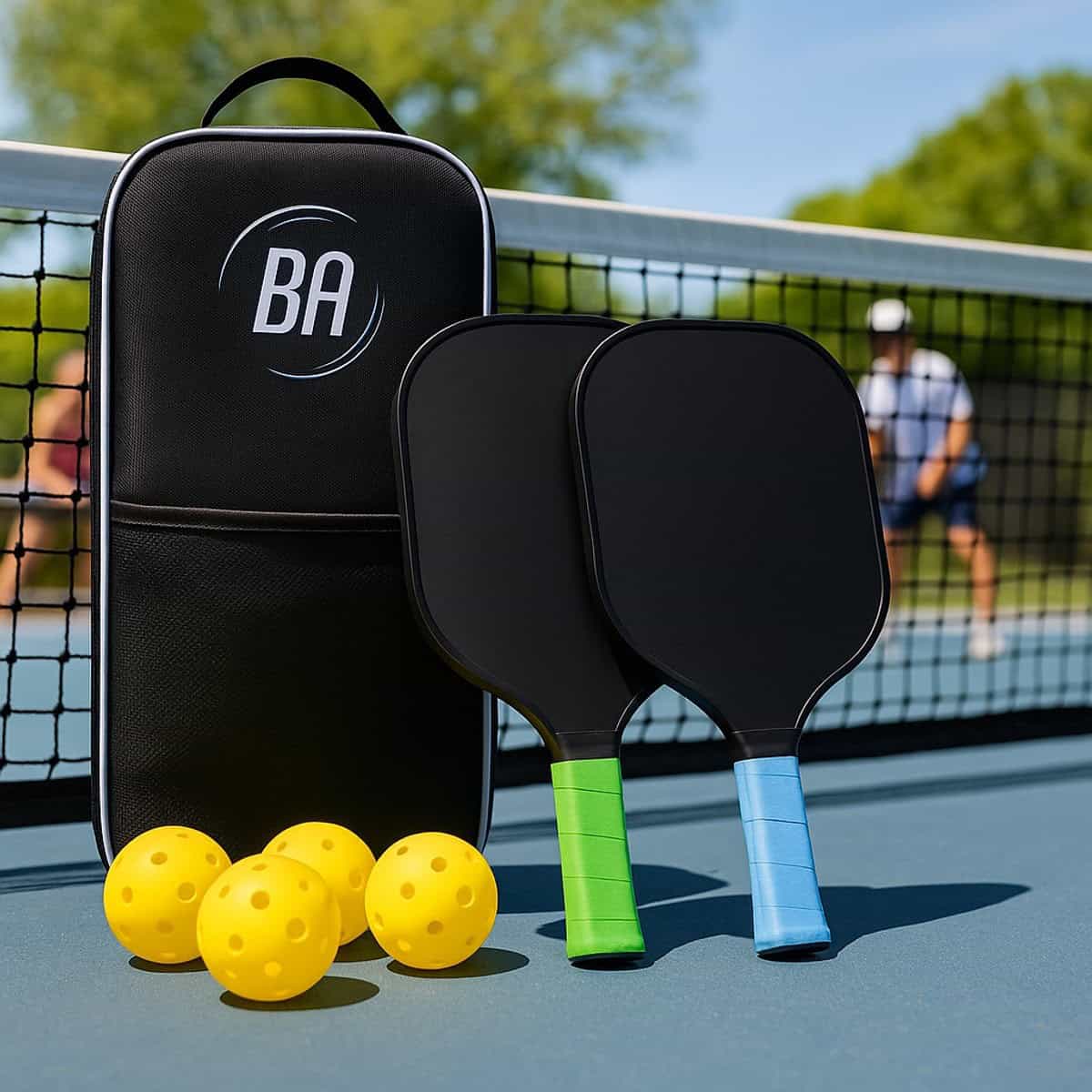 Pickleball Set - 2 Rackets & 4 Ballen - Groen/Blauw