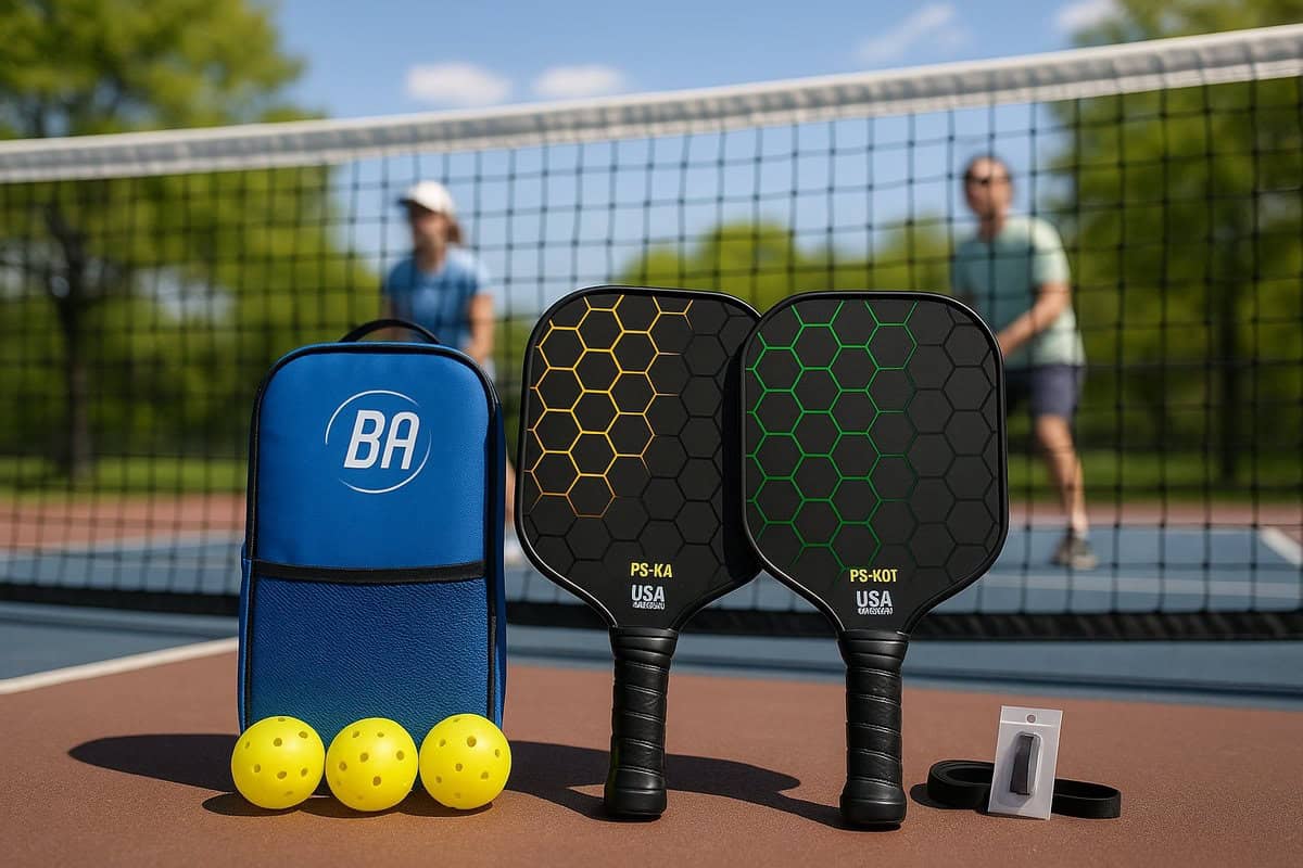 Pickleball Set - 2 Rackets & 4 Ballen - Carbon Fiberglass - Geel/Groen