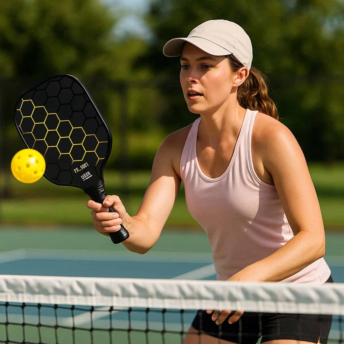 Pickleball Set - 2 Rackets & 4 Ballen - Carbon Fiberglass - Geel/Groen