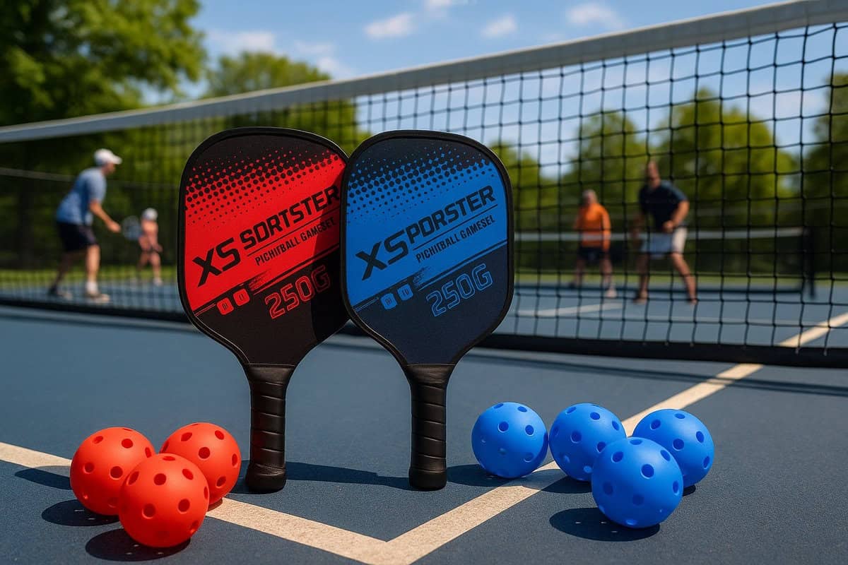 Pickleball Set - 2 Rackets & 4 Ballen - Rood/Blauw