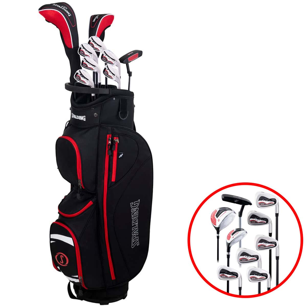 Spalding Tour 2 - 12-Delige Golfset Tour - Golfset Heren Graphite Rechtshandig - Zwart/Rood