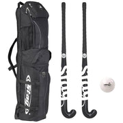 Stag Hockey set - 2x Helix 3000 Hockeystick - Hockeytas - Training Hockeybal - Zwart 36.5 Inch