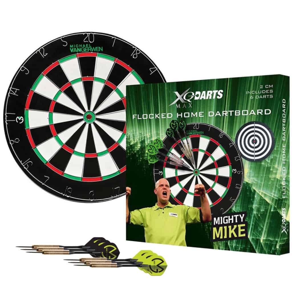 Michael van Gerwen flocked - dubbel zijdig - dartbord - dartset - inclusief dartpijlen - Zwart/Groen