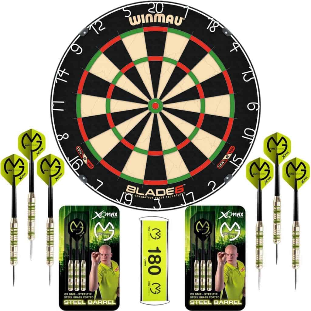 Winmau Blade 6 met 2 sets Michael van Gerwen dartpijlen -