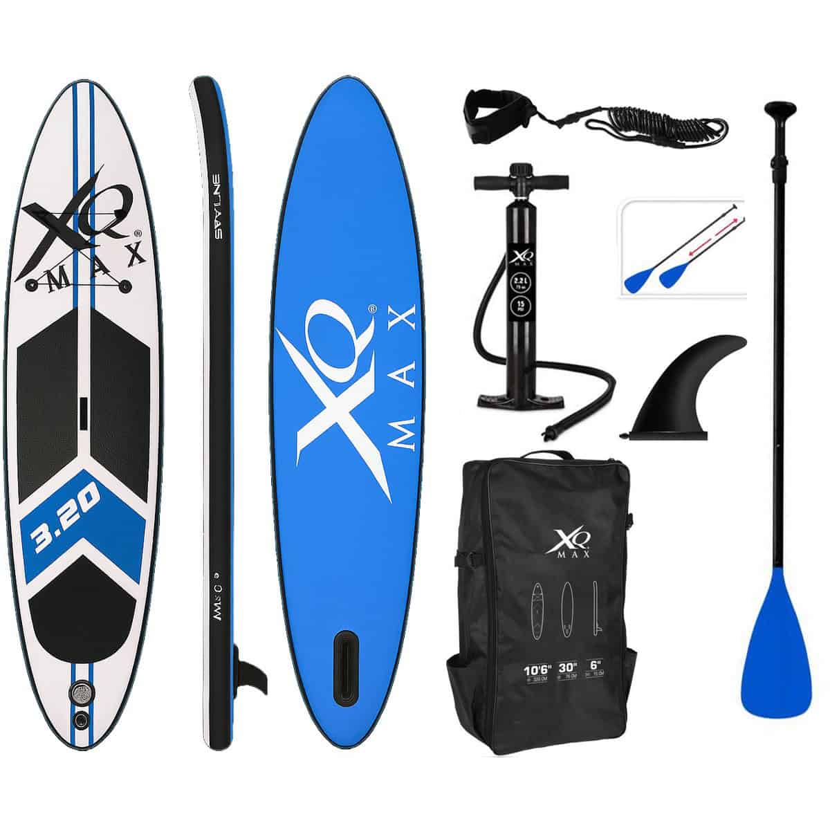 XQ Max SUP Board - Opblaasbaar Paddle Board - 320x76x15 cm - Blauw - SUP Boards