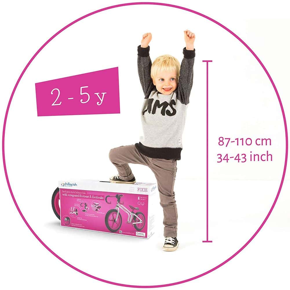 Chillafish Fixie - Loopfiets kinderen - ZilverRoze - 81 x 45-52 x 28 cm