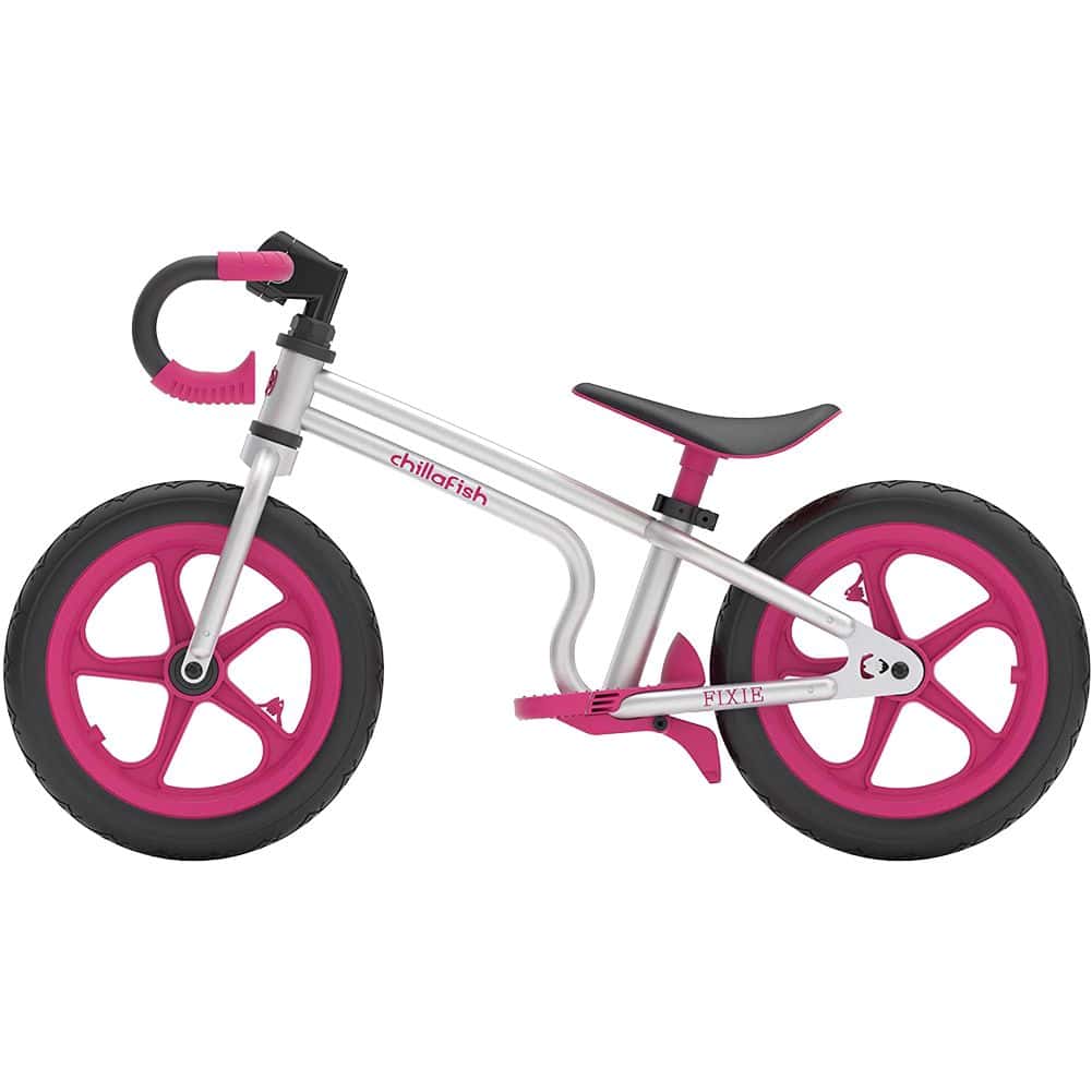 Chillafish Fixie - Loopfiets kinderen - ZilverRoze - 81 x 45-52 x 28 cm