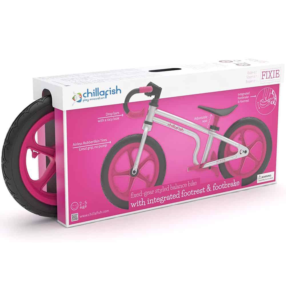 Chillafish Fixie - Loopfiets kinderen - ZilverRoze - 81 x 45-52 x 28 cm