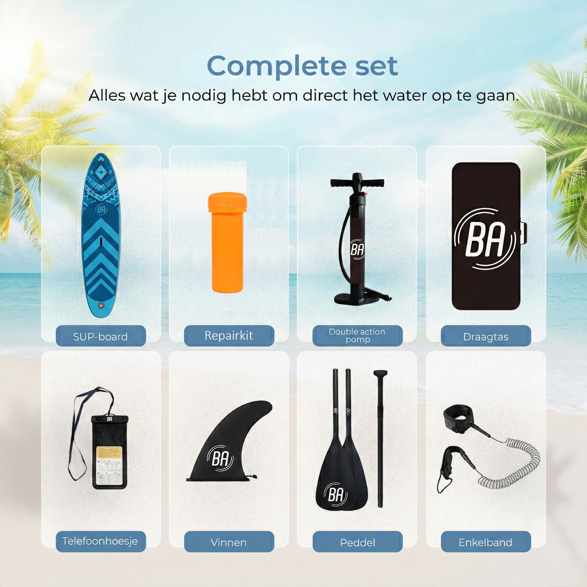 Best Active Kaimana SUP Board - Opblaasbaar Paddle Board - 320x81x15 cm - Blauw - SUP Boards
