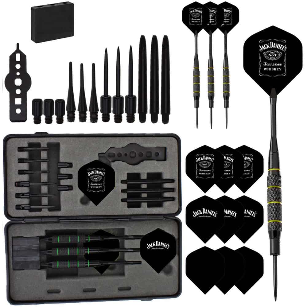 Dragon Darts Jack Daniels - Dartpijlen - Set van 3 - Darts - 30 Delige set - Dart flights - Dart shafts - Hoge kwaliteit - Zwart