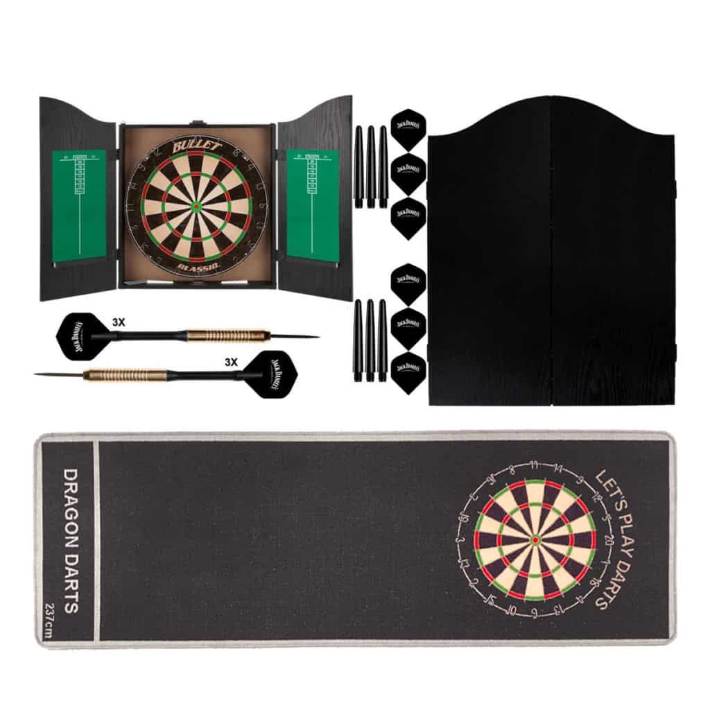 Dragon Darts Jack Daniels – dartkabinet – dartbord – dartpijlen – dartmat – kabinet – grijs - Zwart