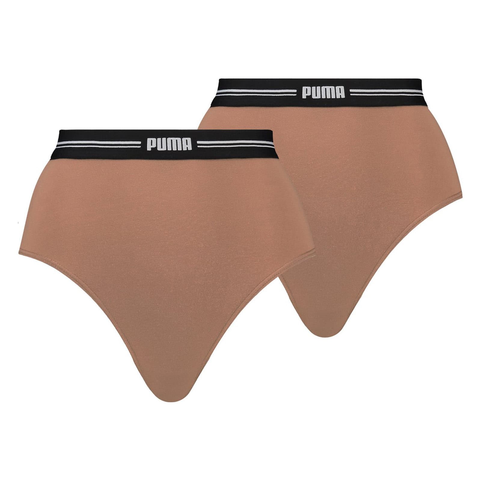 PUMA High Waist Brief Dames Onderbroek - 2-pack - Mocca Mouse - Mocca Mouse - M